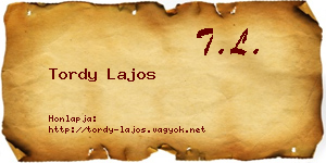 Tordy Lajos névjegykártya